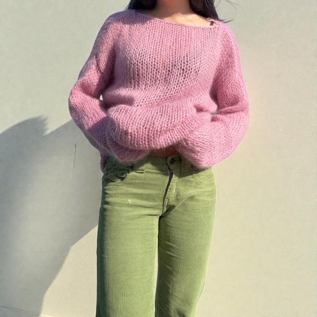 【LADIES】vintage mohair hand knit size:フリー