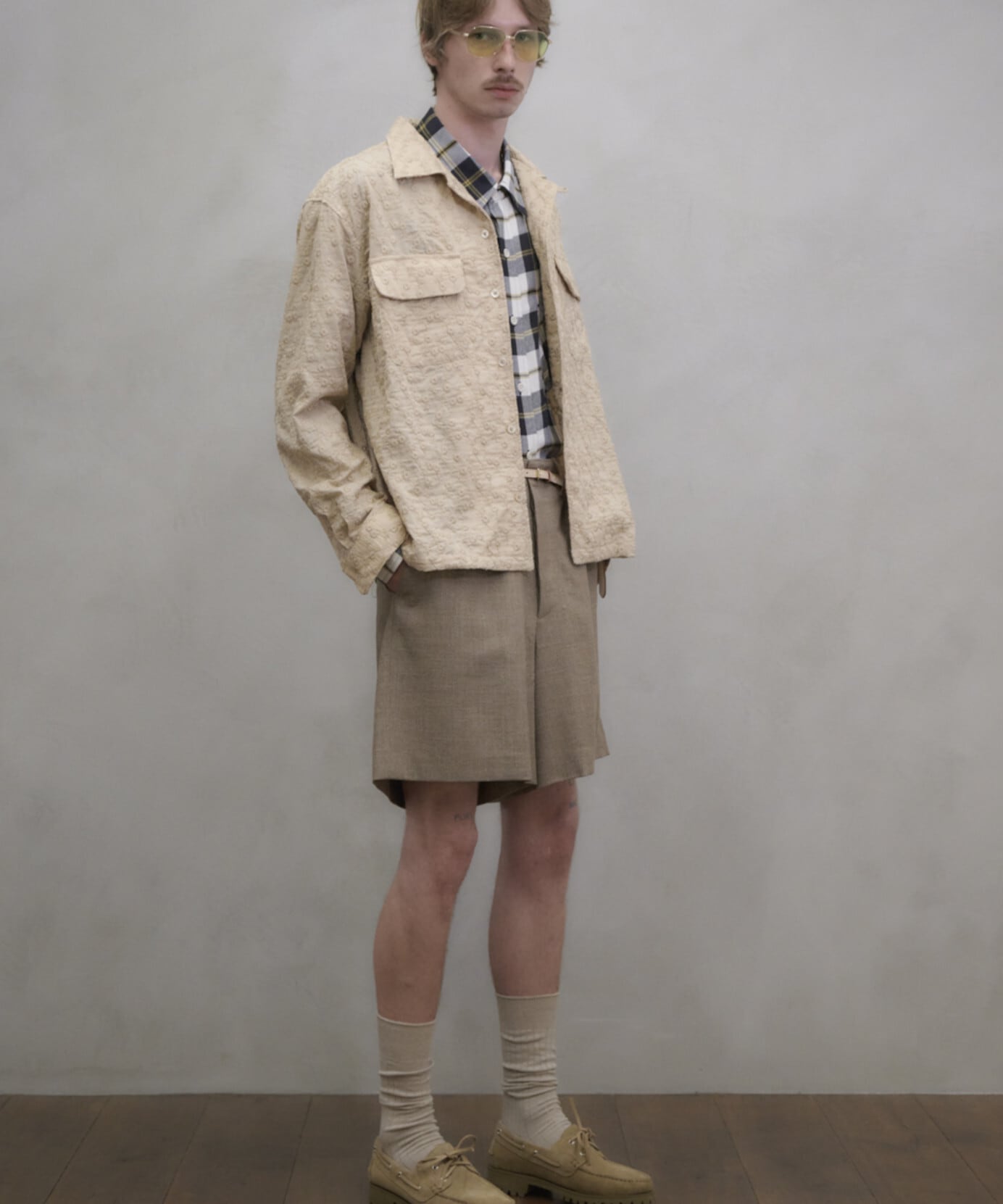専用　UNUSED 15ssベージュ スエードシャツ UNUSED / US2548 LONGSLEEVE EMBROIDERY SHIRT(BEIGE) | AfterSchool