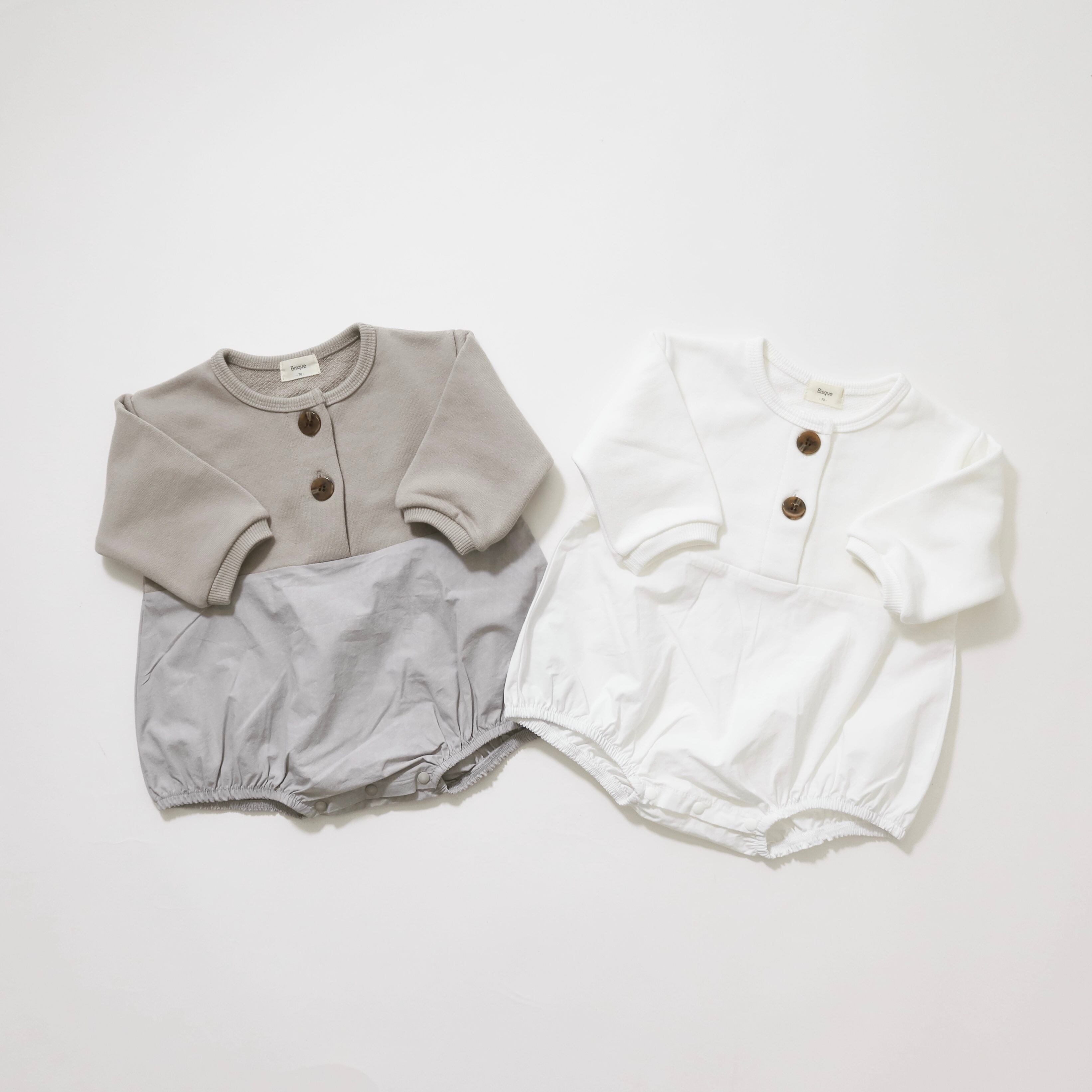 異素材ドッキングロンパース