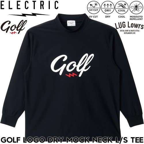 ELECTRIC GOLF エレクトリック ゴルフ GOLF LOGO DRY MOCK NECK L/S TEE - BLACK ドライ素材 長袖Tシャツ モックネック ロンT メンズ レディース ゴルフウェア EG26ST11 26SP 日本代理店正規品