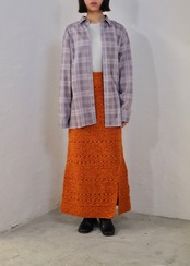 AMBERGLEAM - Hand Crochet Skirt :black|手編みクロシェ/可変スリット/裏地付き/綿100%