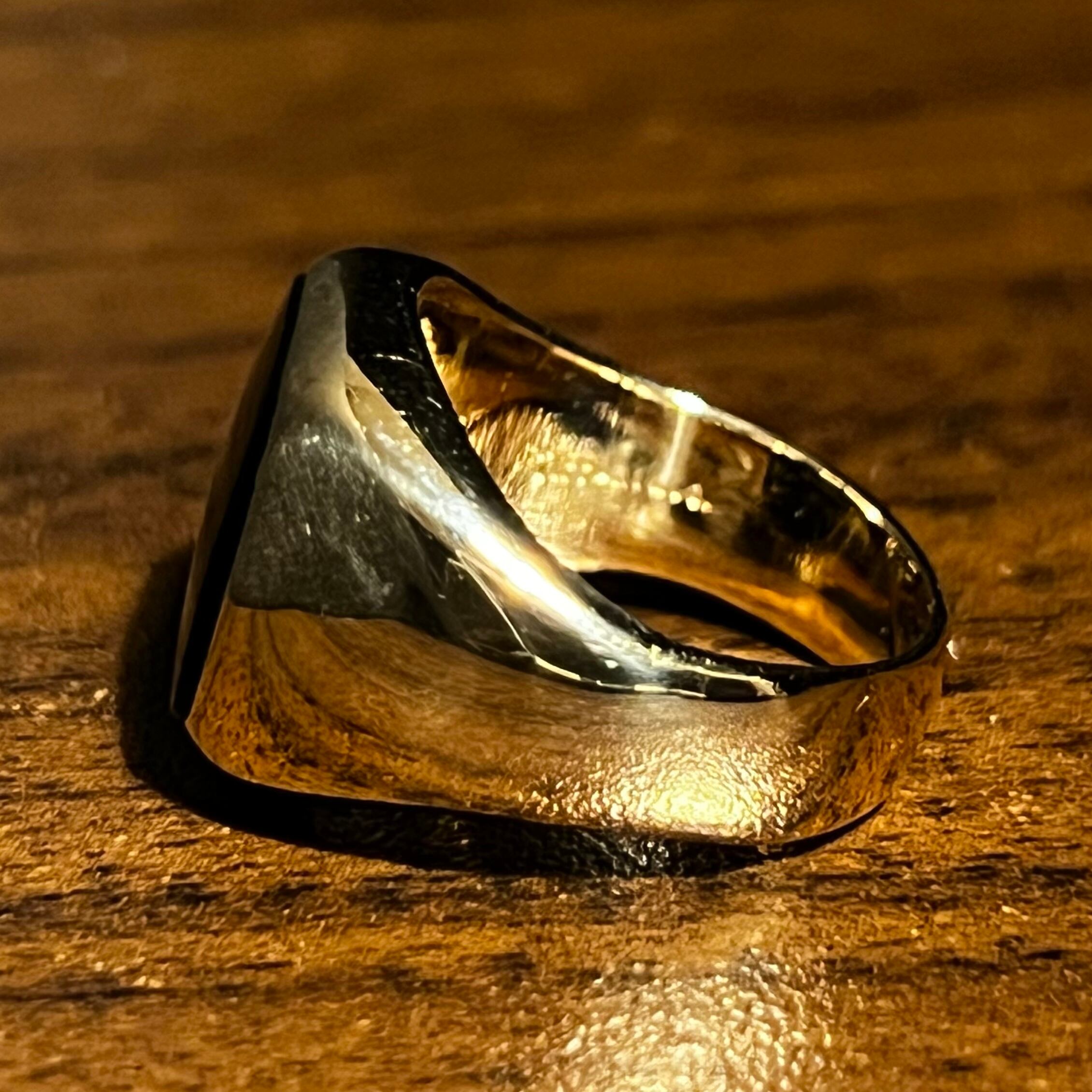 VINTAGE TIFFANY & CO. 14K Gold Square Black Onyx Signet Ring 