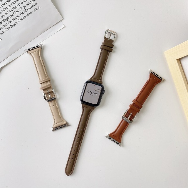 Apple Watch Ultra/8/7/SEバンド 替えベルト レザー 本革 スリム 