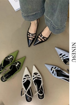 pearl pointed-toe leather sandal 4color【NINE7510】