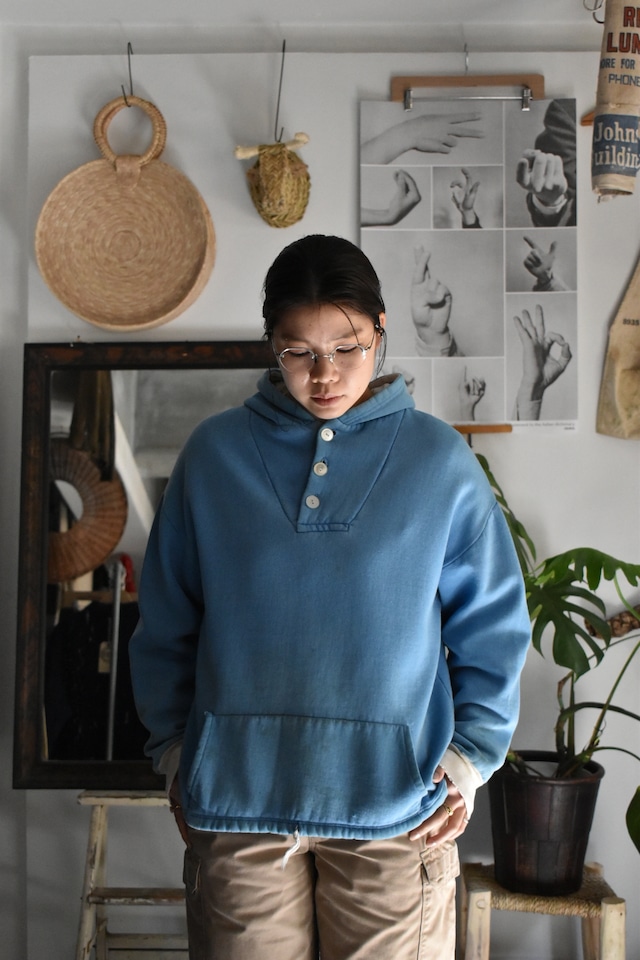 70‘s- vintage l/s Henry neck hooded sweat shirts