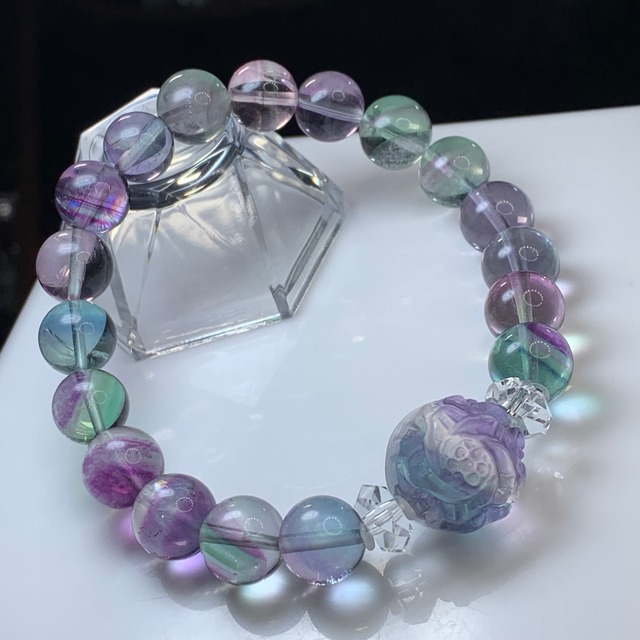 グラデーションフローライト・お花デザインブレスレット