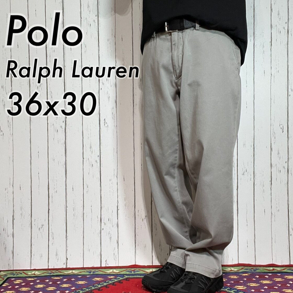 美品 Polo Ralph Lauren ポロラルフローレン W36 L30 チノパン グレー 