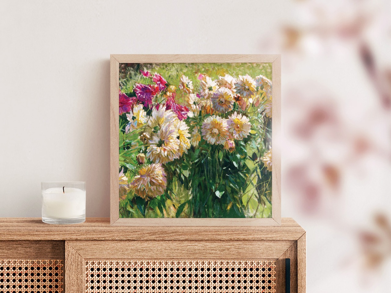 [額縁付き] Dahlias（ダリア） カール・モル アートポスター 323×323mm 風景画 額装 天然木 ポスターフレーム 木製 絵画 日本製 APFS036 - 2