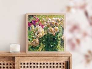 [額縁付き] Dahlias（ダリア） カール・モル アートポスター 323×323mm 風景画 額装 天然木 ポスターフレーム 木製 絵画 日本製 APFS036
