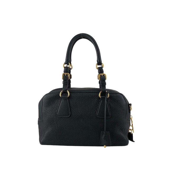 PRADA プラダ ショルダーバッグ ブラック ロゴ レザー 2WAY ボストン vintage ヴィンテージ オールド ws8uyb