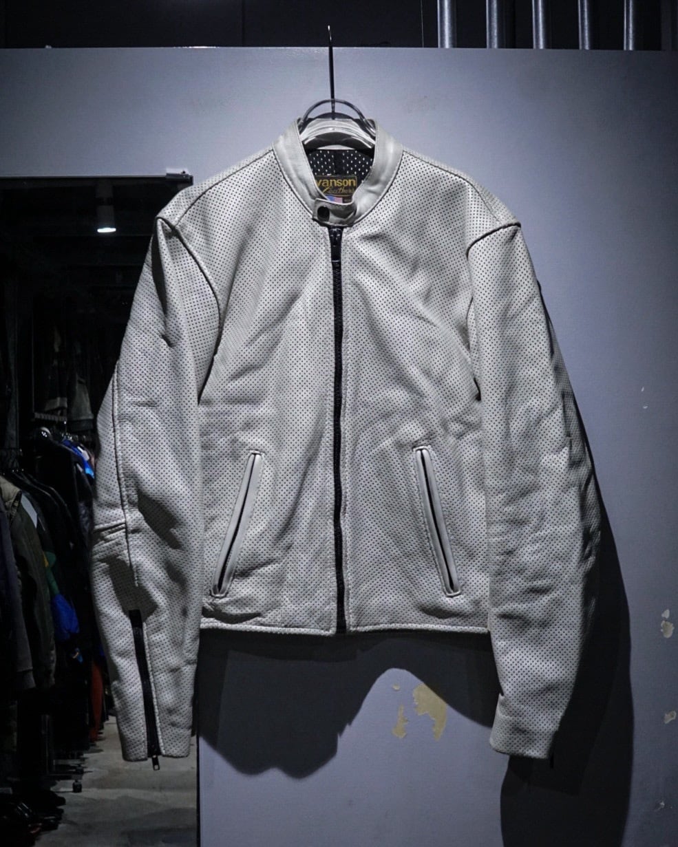 Vanson ホワイト シングルライダースジャケット　武装戦線 Vanson ホワイト シングルライダースジャケット 武装戦線