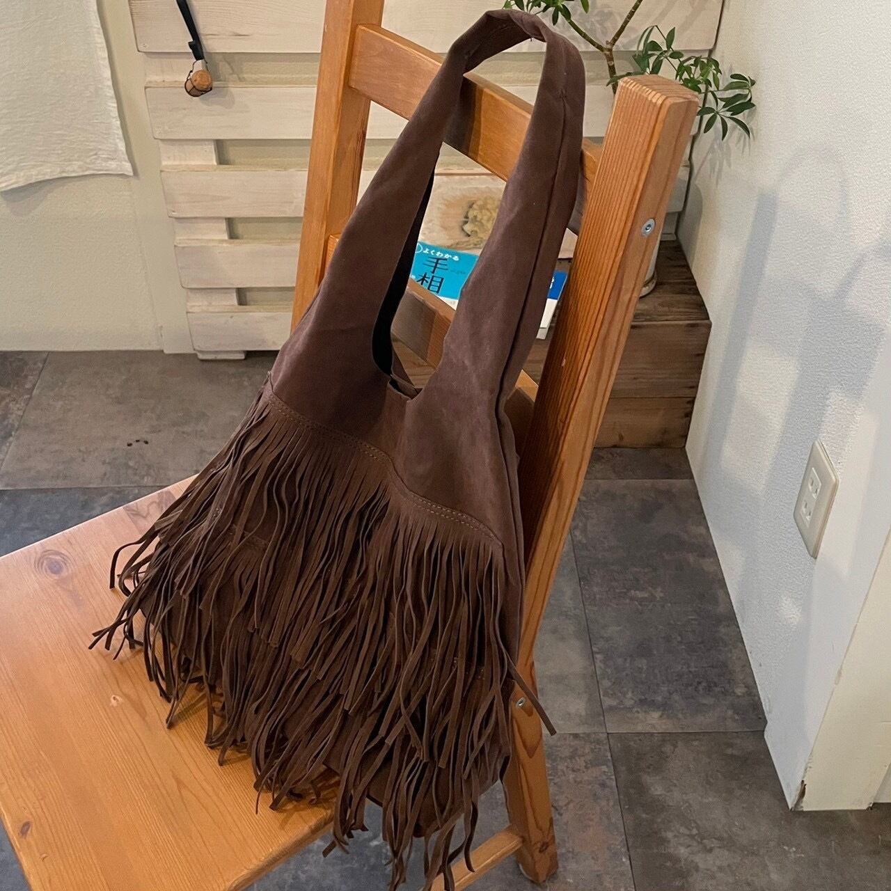 フリンジスエードトートバック【ブラウン】_