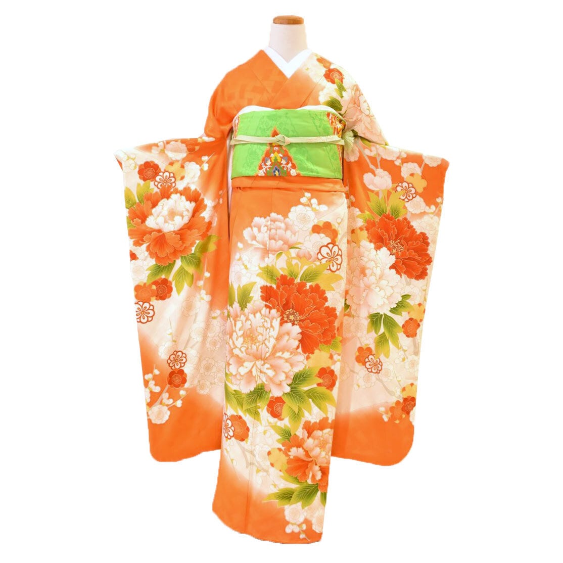 振袖 レンタル フルセット ヴィンテージ振袖 ビンテージ 昭和初期 M〜Lサイズ 菊刺繍松竹梅文様 【KIMONO梅千代】 umefv0037