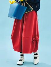 imakokoni オリジナルレッドカラーリボンデザインスカート 255226