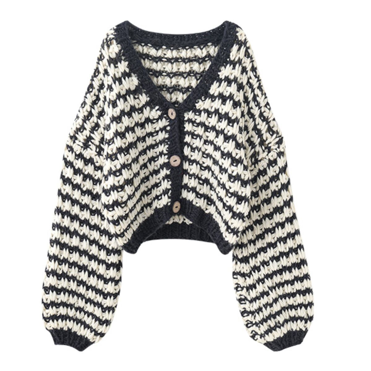 Puff Sleeve Chevron Cardigan ch0054