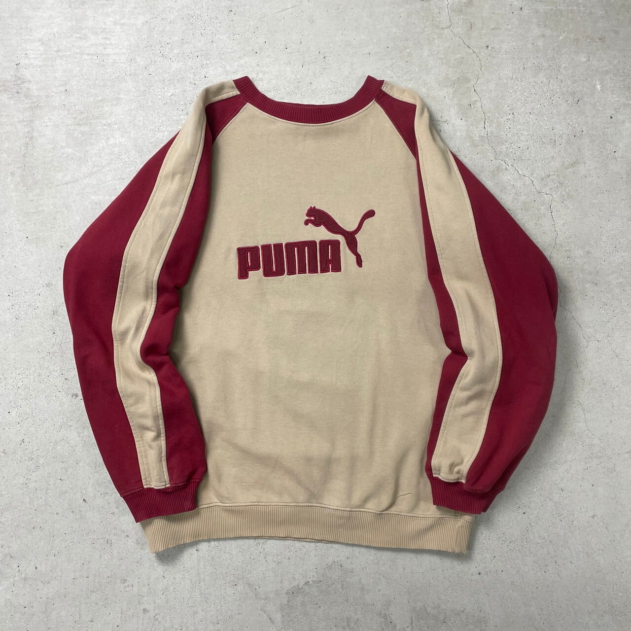 90年代 PUMA プーマ フロントロゴ 刺繍 バイカラー スウェットシャツ