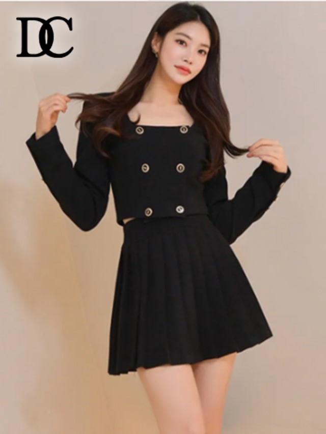 《プチプラ》ダブルジャケット スカートスーツセットアップ/キャバドレス/韓国ドレス