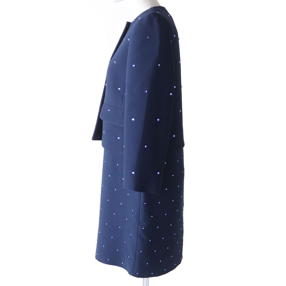 美品◇正規品 MIU MIU ミュウミュウ ビジュー付 ノーカラージャケット+ 