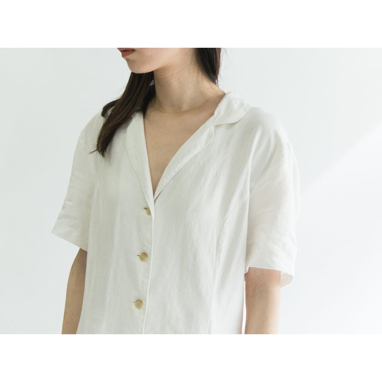 【H&M】70's linen flare long shirt one-piece（リネンフレアロングワンピース）4d