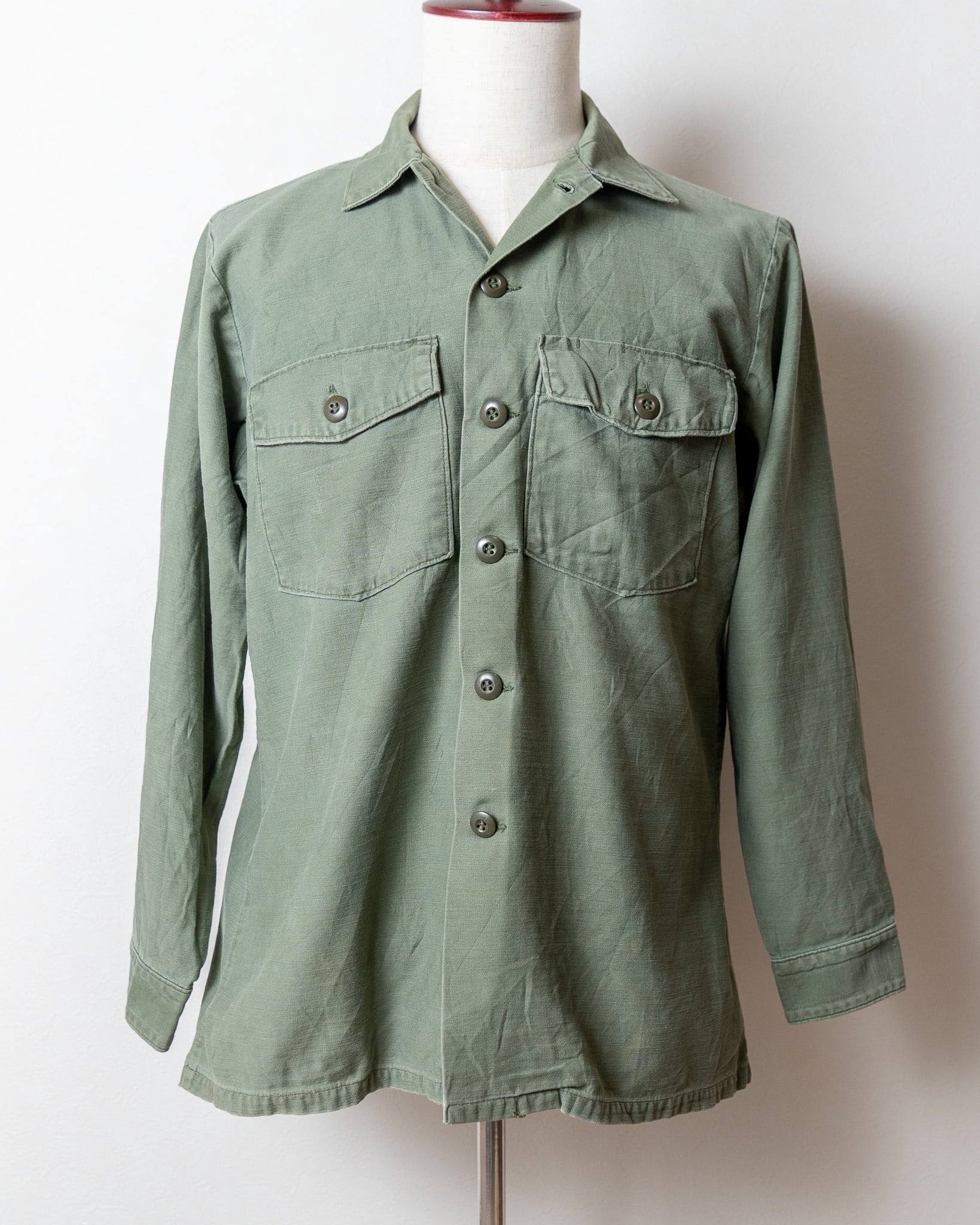 【16 1/2】U.S.Army 70's OG-107 Utility Shirt Cotton100％ 