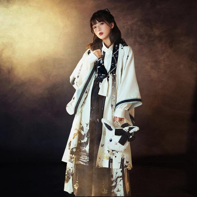 ゴスロリ通販 With U ゴシック ロリィタ 3点セット割り 漢服 チャイナ服 羽織り トップス ラップスカート 刺繍 ヴィンテージ風 ゴスロリ服 ストリート系