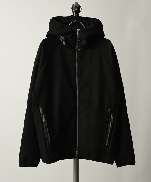 MMMM Backside fleece suede ZIP hoodie (BLK) 24040M22