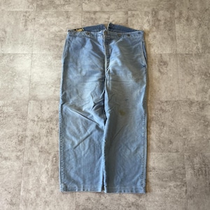 30-40s 針式シンチ フレンチワーク モールスキン ブルー パンツ W39