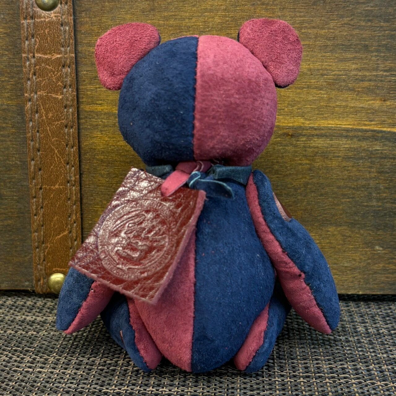 【ピッグスウェード】のベルベア★マイスターの手作り「ベルズベア」ワイン×ネイビー系　写真の1点販売です