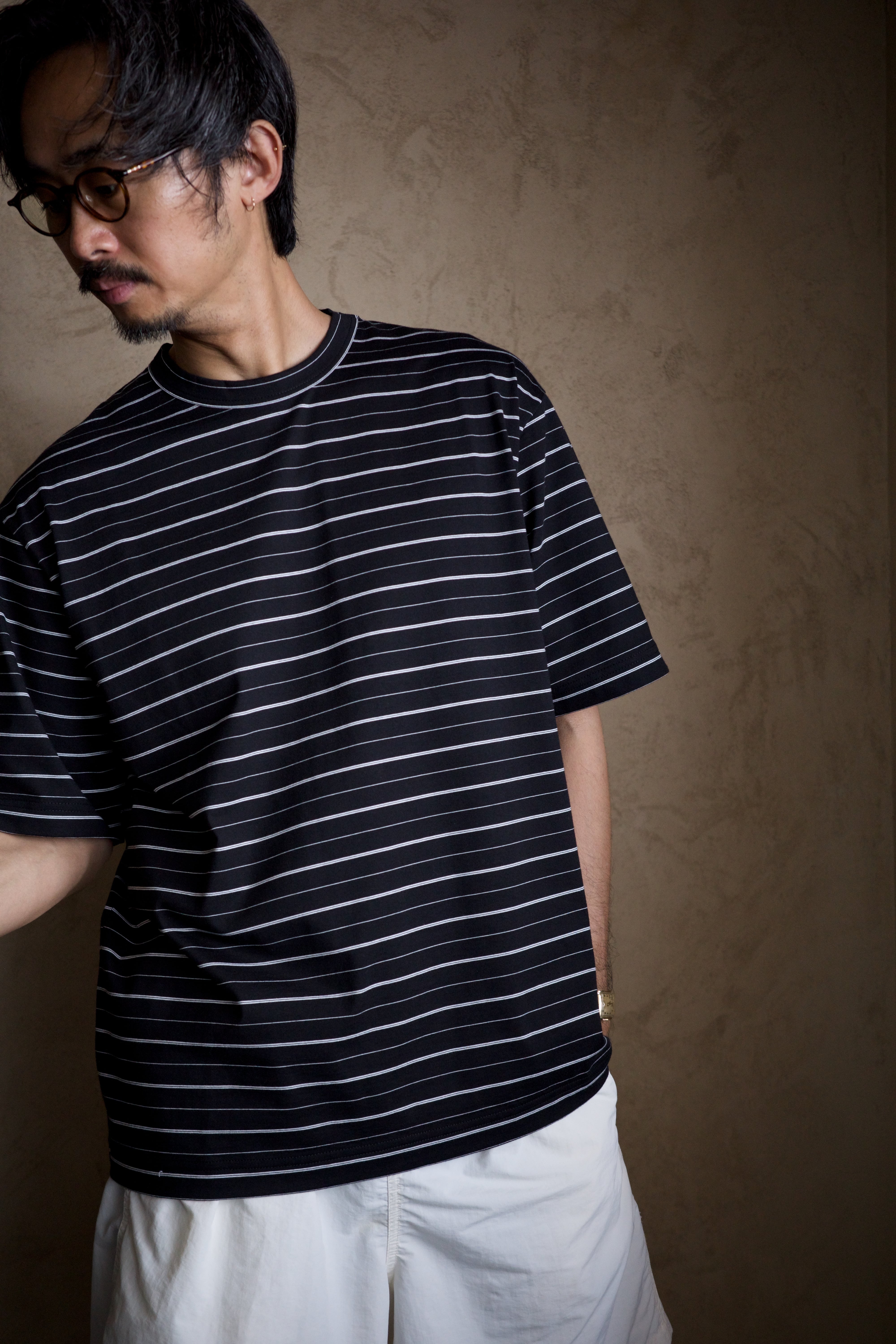 STILL BY HAND ボーダーTシャツブラック×ホワイト CS03261 STILL BY HAND / CS03261 | iremono