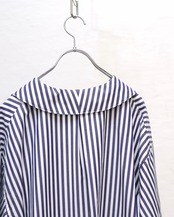 METHO - Open collor flat shirt shortsleeve : Blue stripe