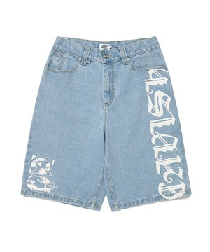 [CAVISH] OVERSIZE PRINTED DENIM SHORTS BLUE(CV2DMUD111A)