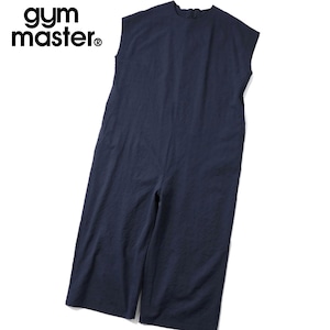 gym master ジムマスター ワイドIラインシルエット シアサッカー素材 ノースリーブオールインワンG733724 ネイビー