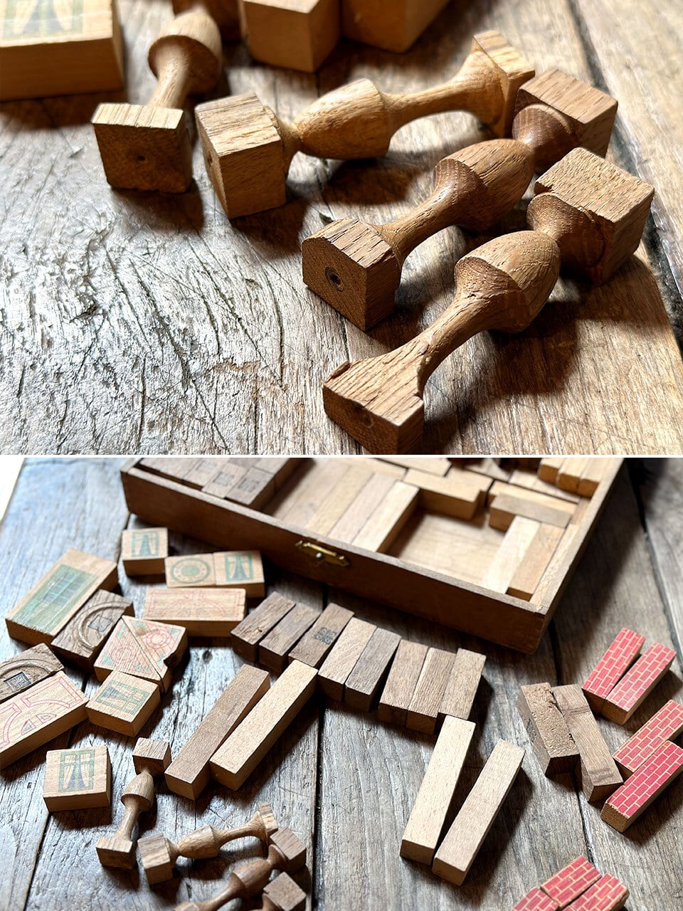おもちゃ 積み木の木箱 フランス建築 | Brocante de La Cocotte