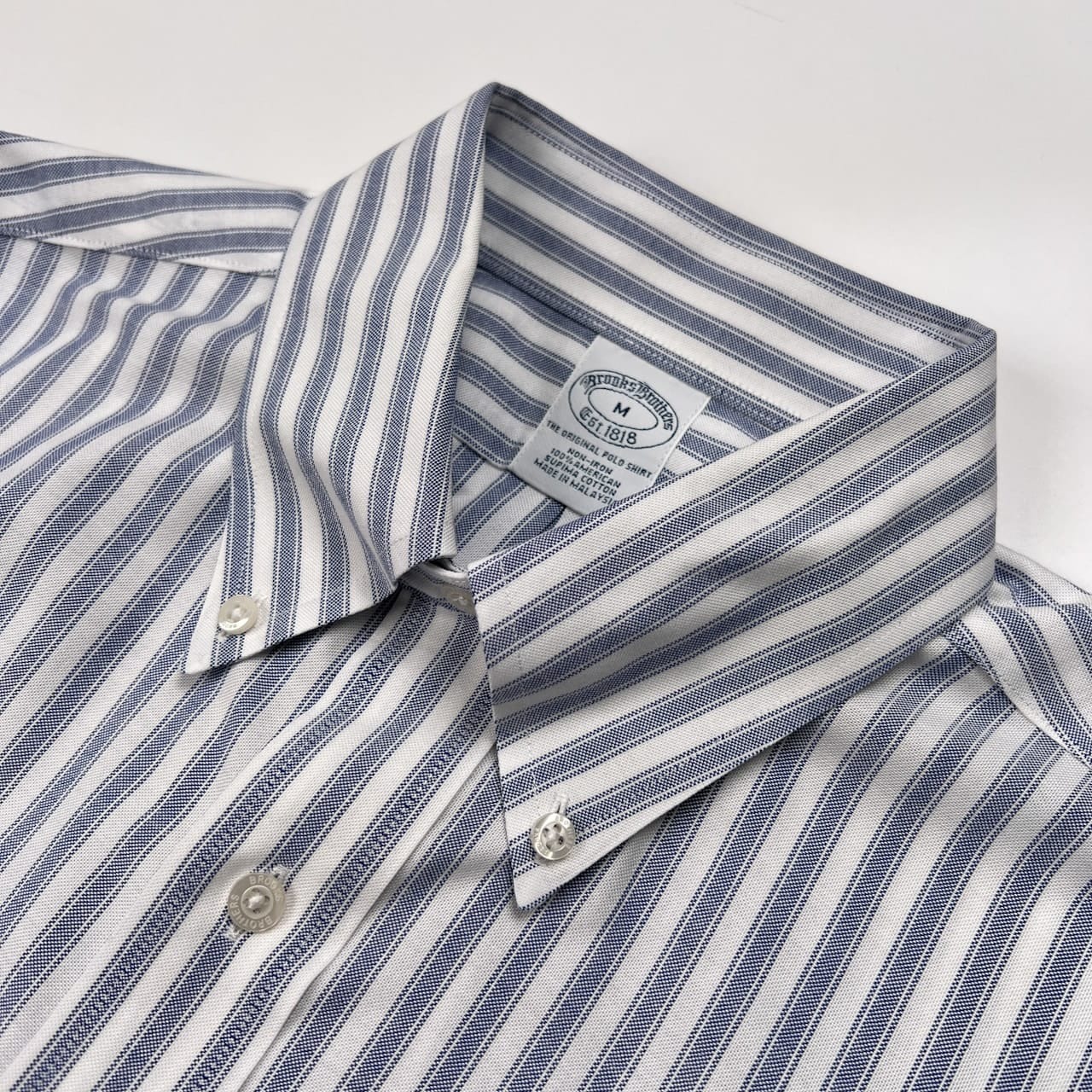 Brooks Brothers ブルックスブラザーズ ストライプ BD オックスフォード 長袖シャツ サイズ M /ホワイト×ブルー