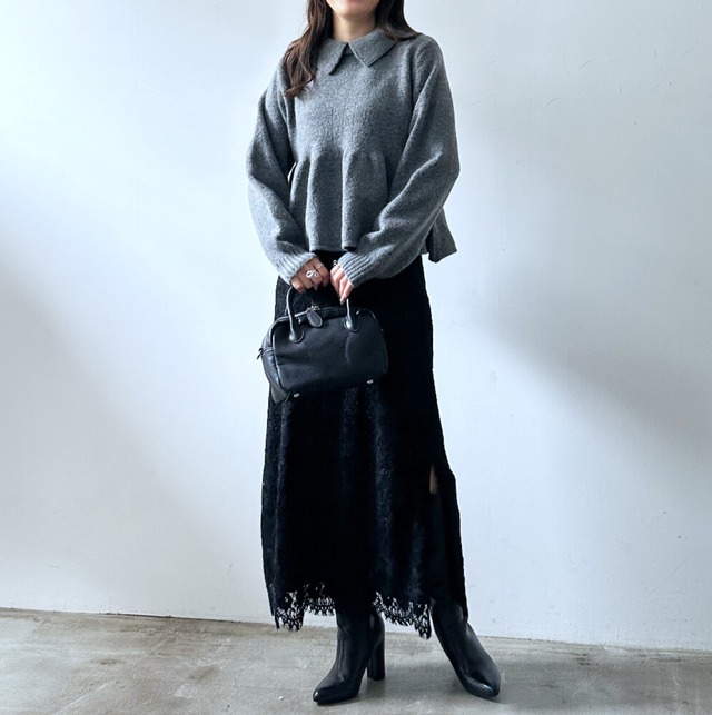 ナンバーミーTOKYO" PEPLIM KNIT PULLOVER"GRAY