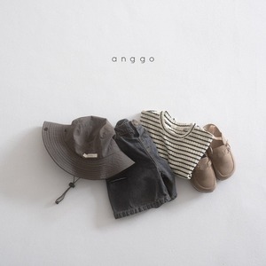 【anggo】サマーワッフルボーダーT ブラック 80〜120cm