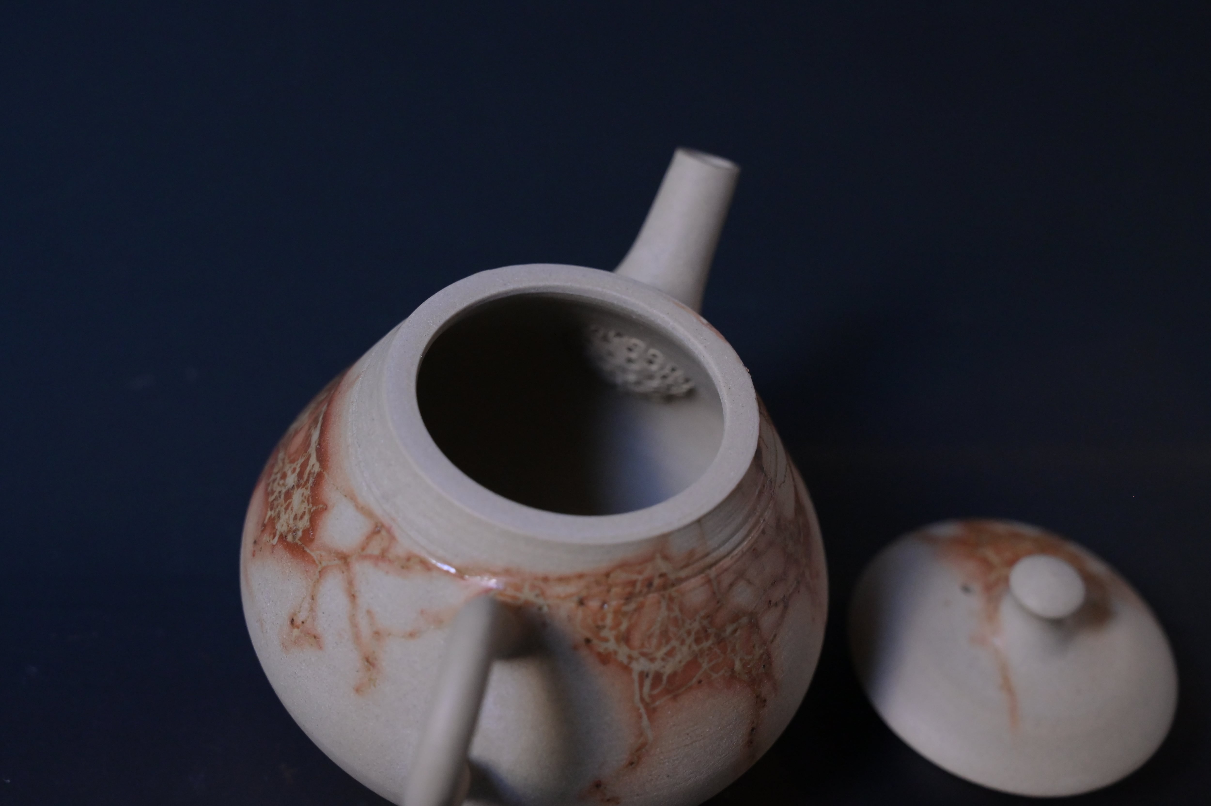 煎茶道具 常滑焼 谷川仁作 白泥藻掛 茶器 急須 茶碗 共箱 D
