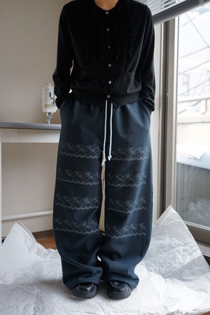 【One-of-a-kind】Lace-printed sweatpants   ---  Washed Black / Size L