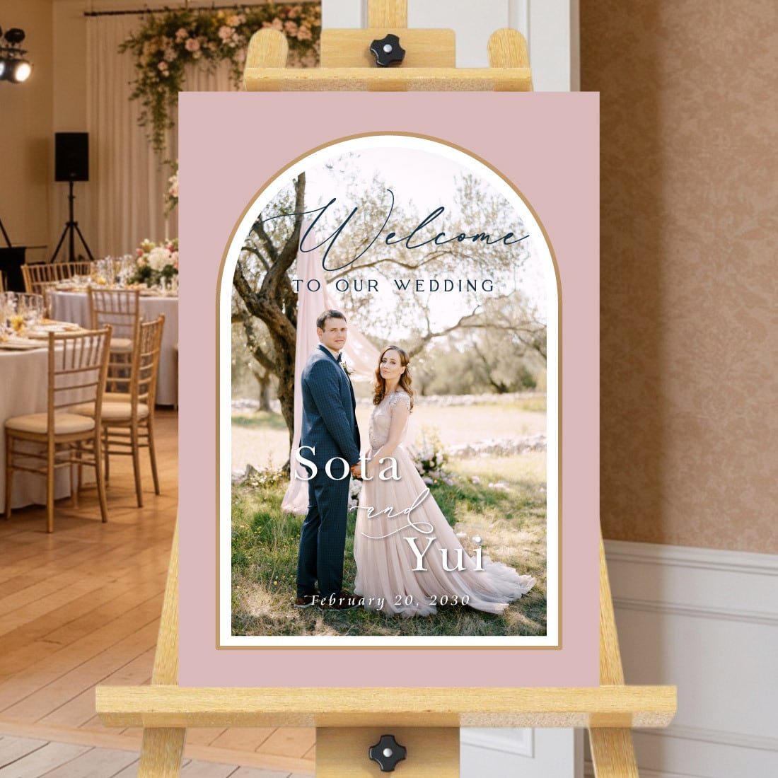 写真入りウェルカムボード【アーチ】結婚式・名入れ A4〜A1｜ポスター