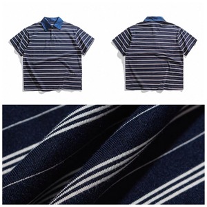 Denim collar border polo shirt 1434