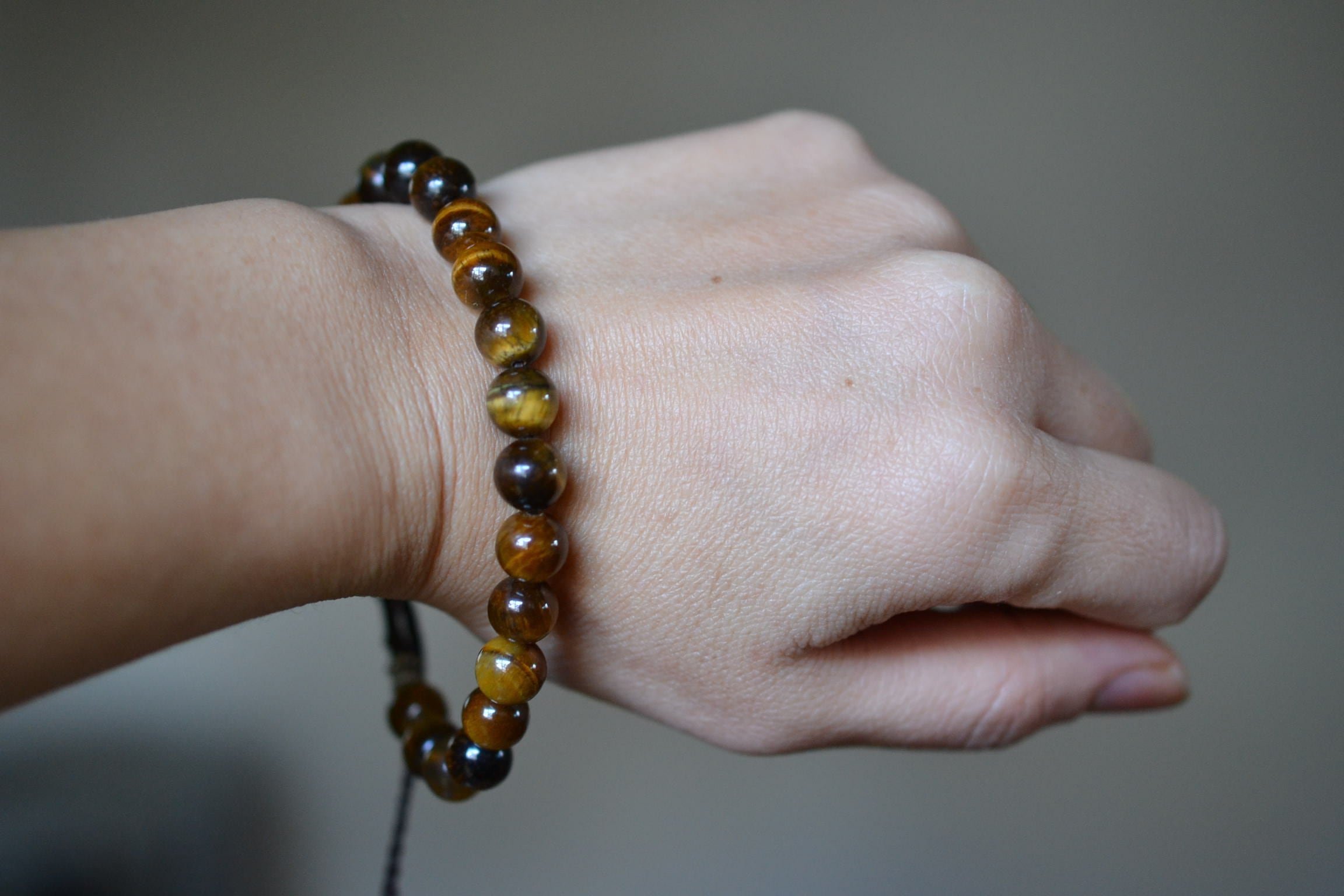 良質★タイガーアイ★ビーズブレスレットbb003