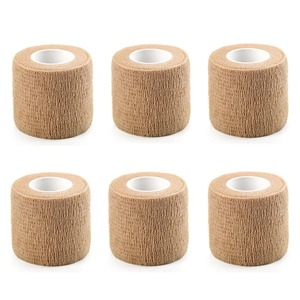 【数量限り】サムコス 包帯 自己粘着包帯 5.0cm*4.5m 柔軟な包帯 通気性 弾性 圧縮 多機能 家庭用 自着性包帯セット 不織布凝集 アスレチックテープ 敏感肌に適しています (肌色 6巻入)