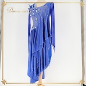 社交ダンス 衣装 ラテン ドレス ワンピース ラテンドレス 青 ブルー系 フリンジ デモ 競技 ダンス パーティ 発表会 おしゃれ デザイン 揺れる デモ用 競技衣装 発表会衣装 ステージ衣装 ラテンダンス ダンスウェア 競技用衣装 パーティードレス フリンジドレス レディース