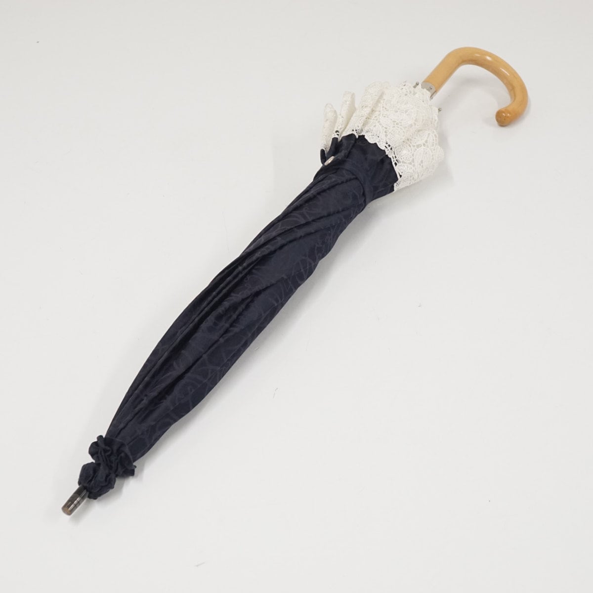 資生堂 日傘 USED美品 フラワー レース ネイビー 高級 晴雨兼用 花椿