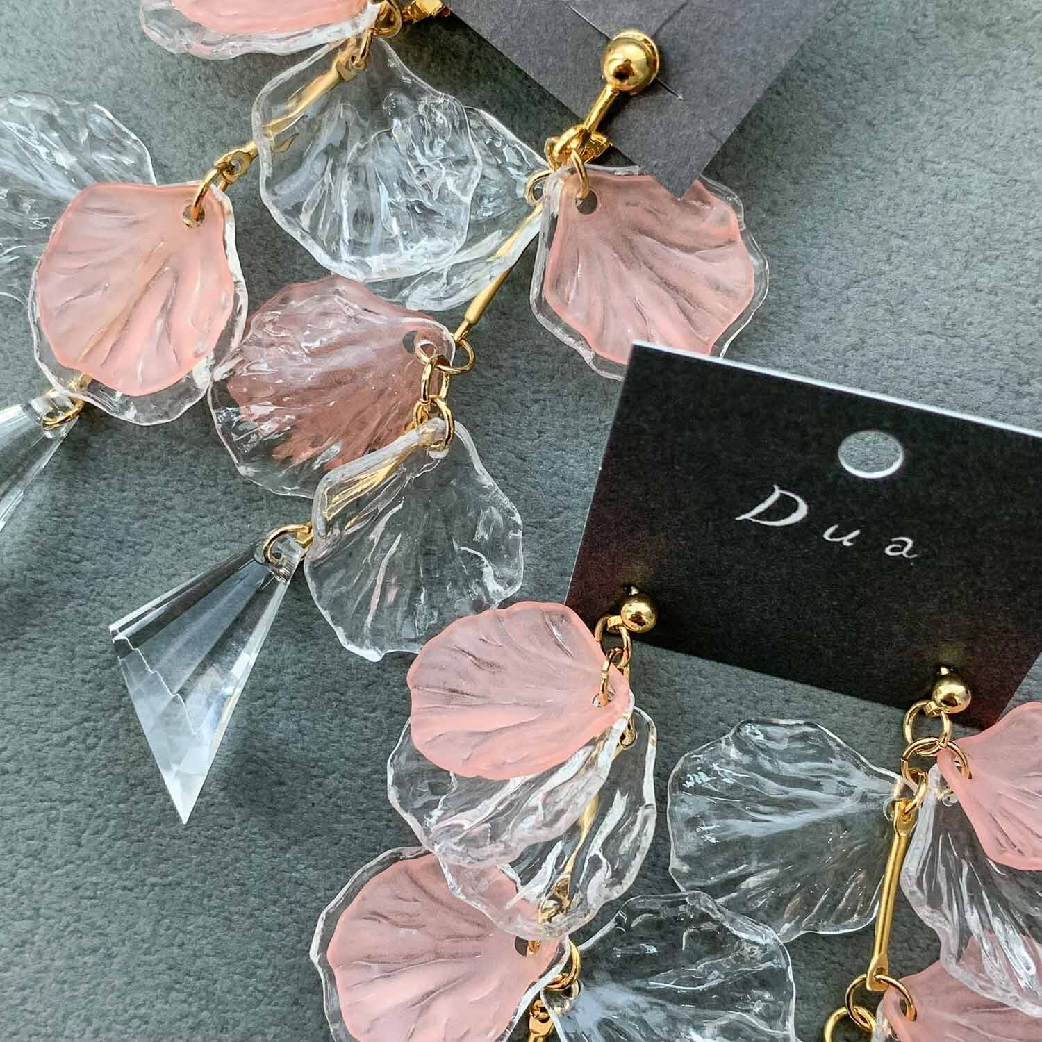 ピンク×クリアチャームのさわやか〈ピアス/イヤリング〉 | Dua