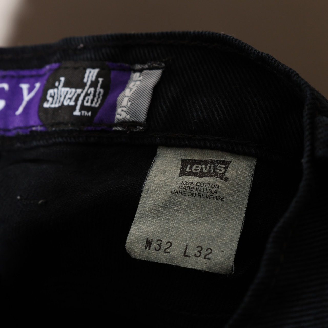 美品 32×32 USA 95年 Baggy Silvertab Levi’s ブラックデニムパンツ リーバイス シルバータブ