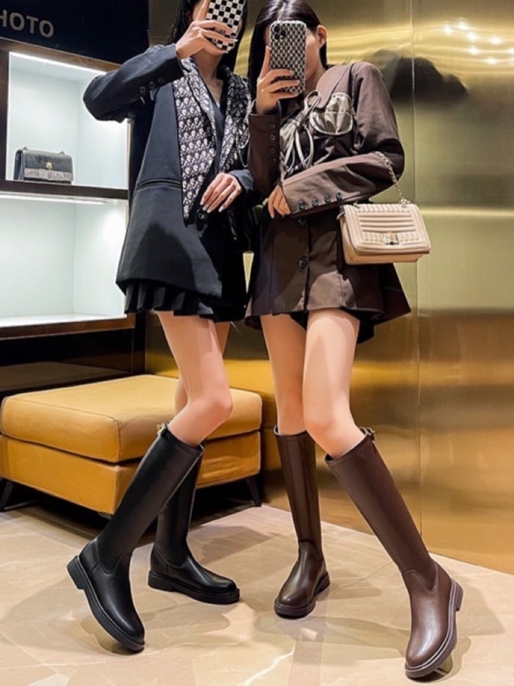 〈美品〉ounce 韓国　ブーツ A'GEM/9 × .kom『.kom/ドットケーオーエム』フェイクレザー レース