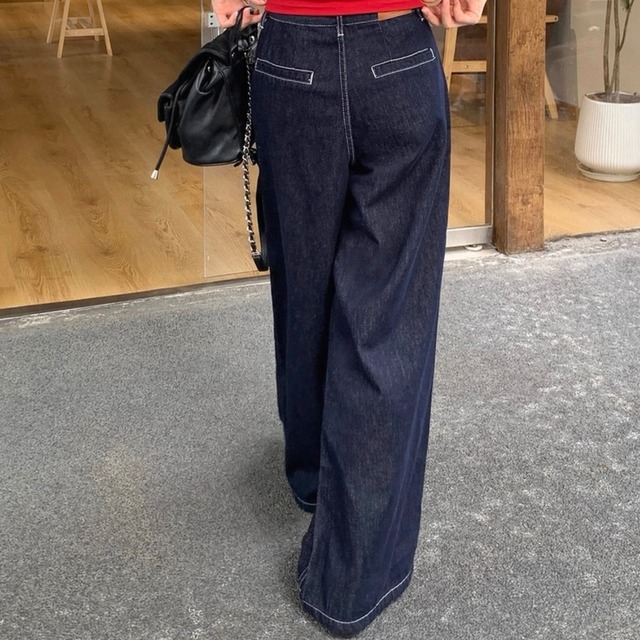 ステッチワイドデニムパンツ　Ｎ00012