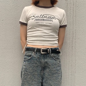 ナンバーミーTOKYO" SHORT RINGER TEE"OFF GRAY