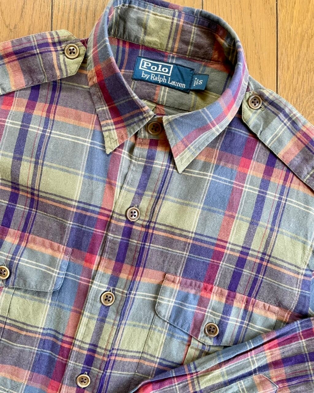 90年代 Polo Ralph Lauren マドラスパッチワーク BDシャツ サイズM